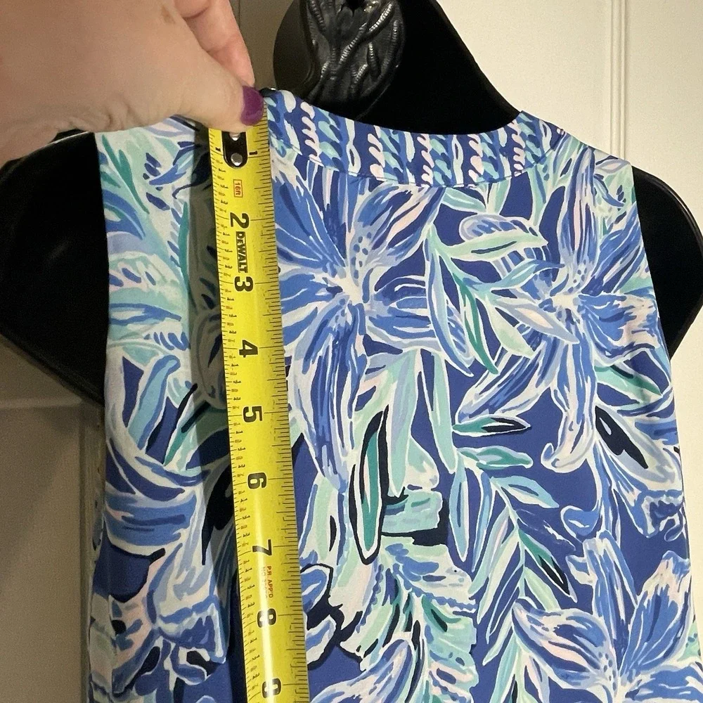 Lily Pulitzer Evah Ready Set Gecko Shift Dress Women‎ XXS Blue Sleeveless V-Neck